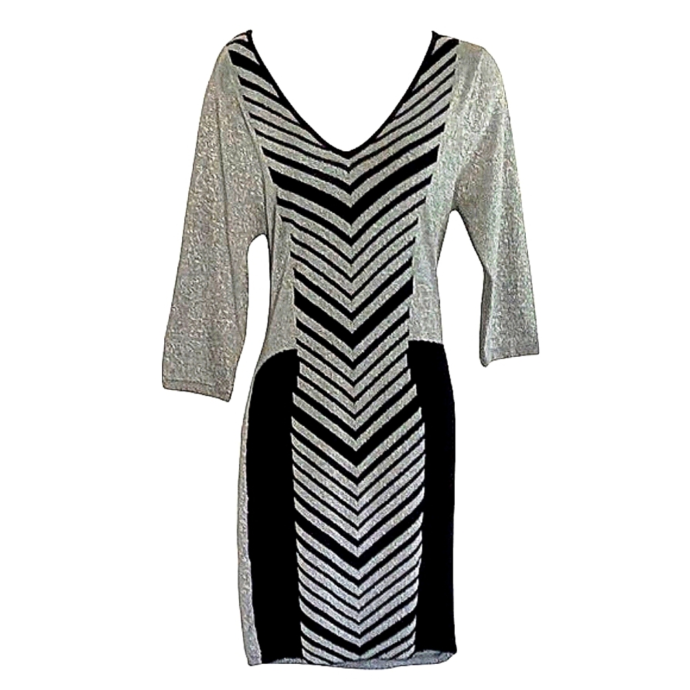 Dots Black and Silver Long Sleeve Dress